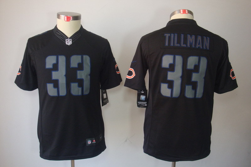 Nike Bears 33 Charles Tillman Black Impact Limited Youth Jersey