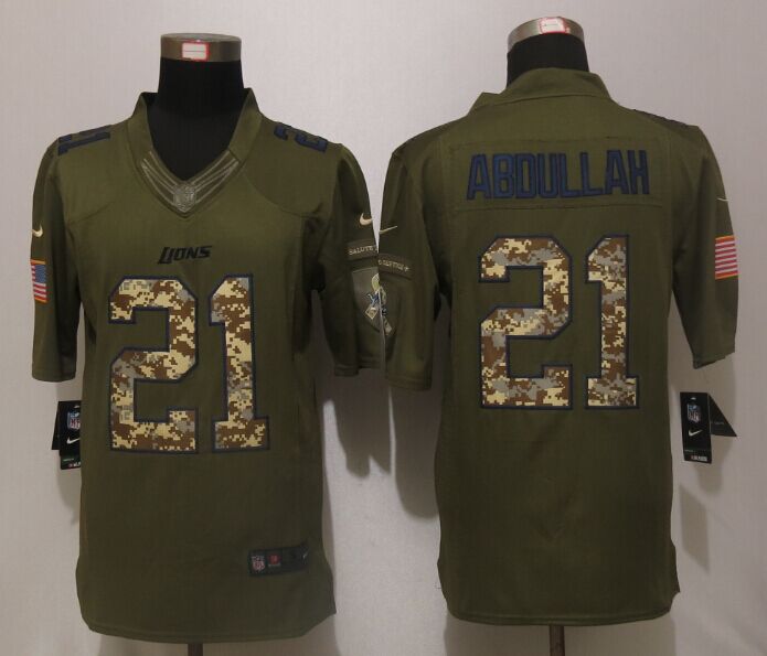 Nike Lions 21 Ameer Abdullah Green Salute To Service Limited Jersey