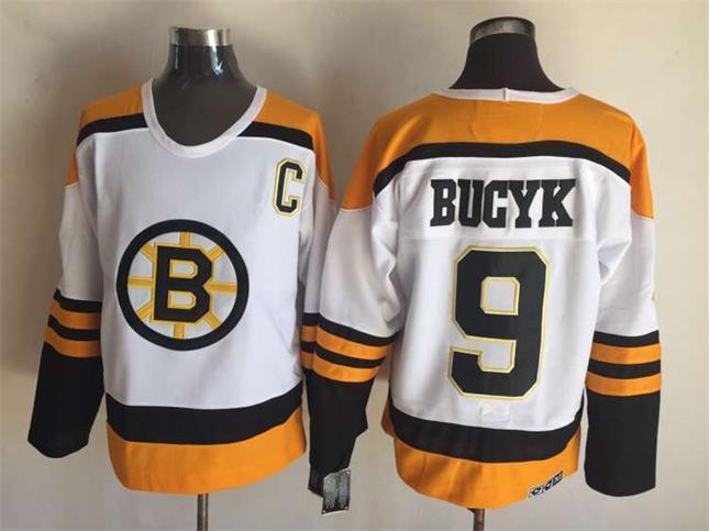 Bruins 9 Johnny Bucyk White CCM Jersey - Click Image to Close
