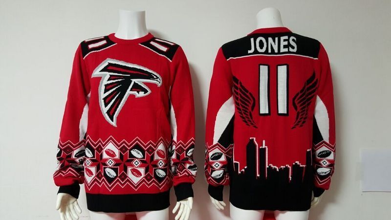 Falcons 11 Julio Jones Red Men's Ugly Sweater