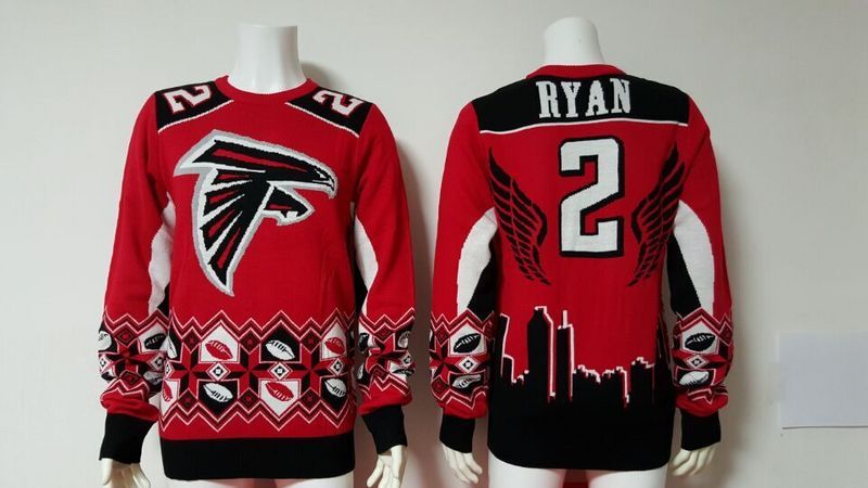 Falcons 2 Matt Ryan Red Men's Ugly Sweater