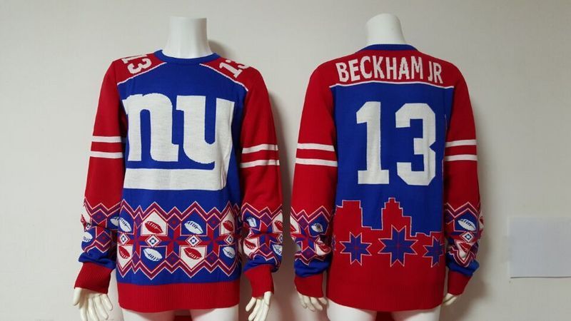 Giants 13 Odell Beckham Jr Blue Men's Ugly Sweater