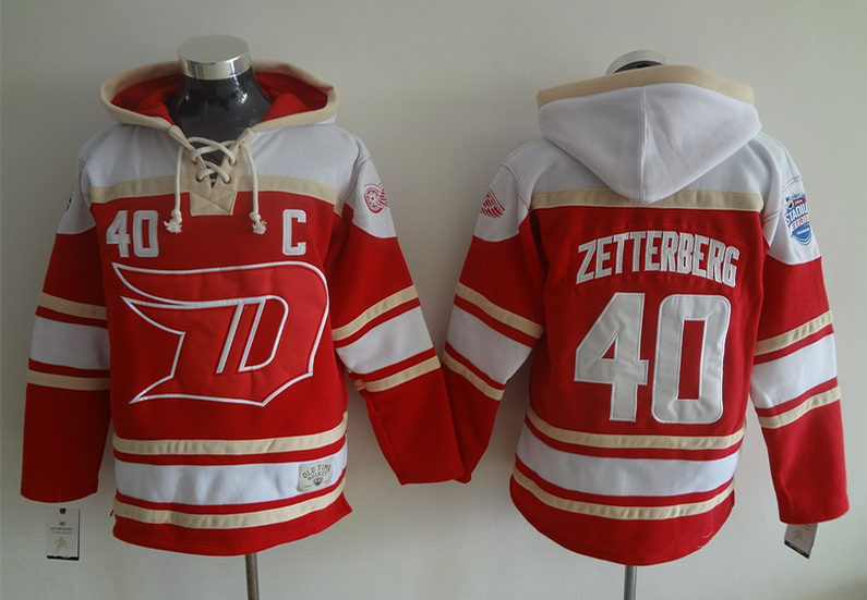Red Wings 40 Henrik Zetterberg Red 2016 Stadium Series All Stitched Hooded Sweatshirt