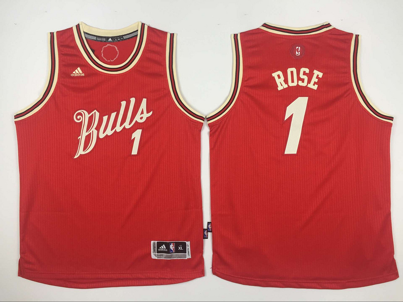 Bulls 1 Derrick Rose Red 2015-16 Christmas Day Swingman Youth Jersey - Click Image to Close