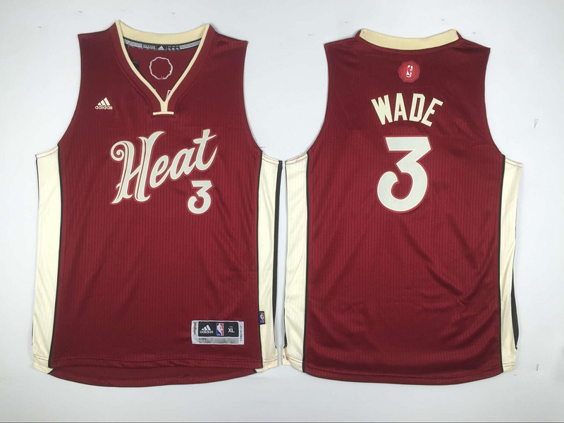 Heat 3 Dwyane Wade Red 2015-16 Christmas Day Swingman Youth Jersey - Click Image to Close