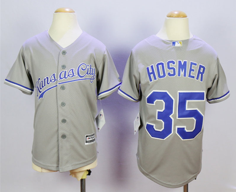Royals 35 Eric Hosmer Grey Youth New Cool Base Jersey - Click Image to Close
