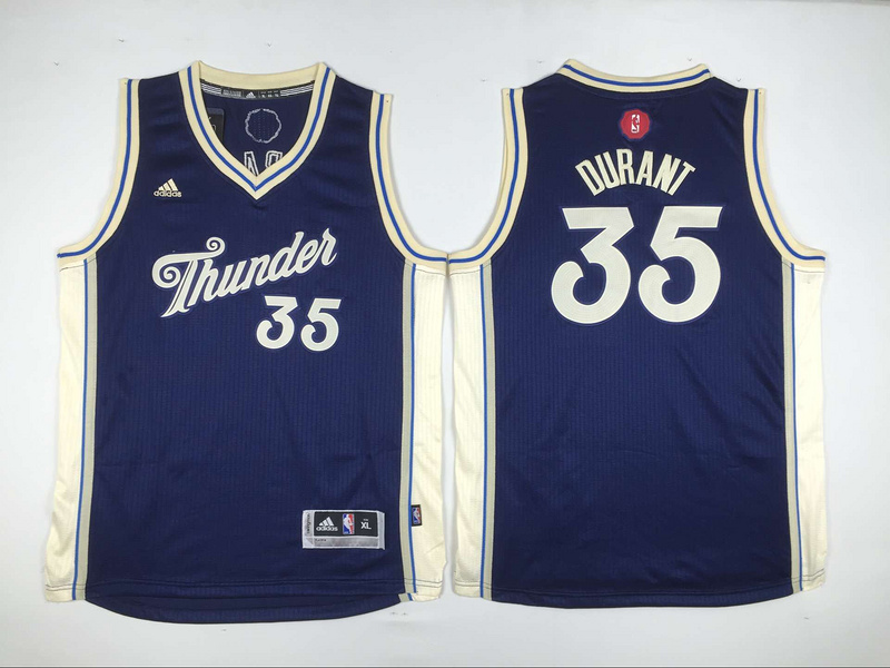 Thunder 35 Durant Navy Blue 2015-16 Christmas Day Swingman Youth Jersey - Click Image to Close