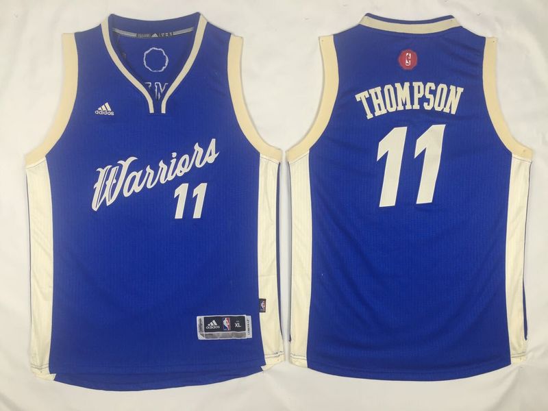 Warriors 11 Klay Thompson Blue 2015-16 Christmas Day Swingman Youth Jersey