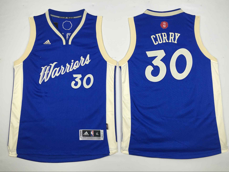 Warriors 30 Stephen Curry Blue 2015-16 Christmas Day Swingman Youth Jersey