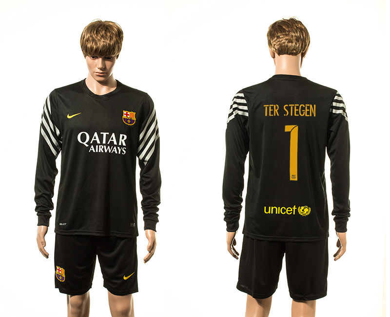 2015-16 Barcelona 1 TER STEGEN Goalkeeper Long Sleeve Jersey