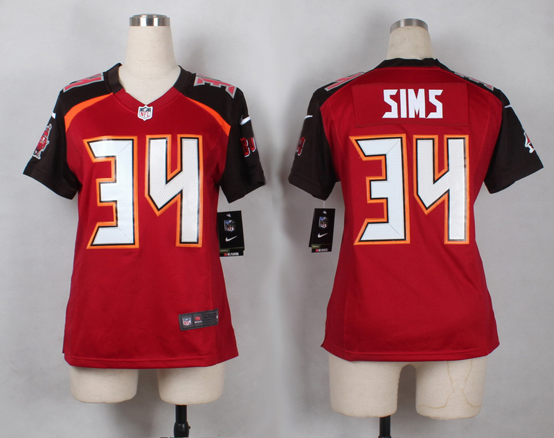 Nike Buccaneers 34 Charles Sims Red Women Game Jersey