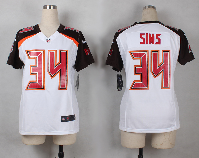 Nike Buccaneers 34 Charles Sims White Women Game Jersey - Click Image to Close