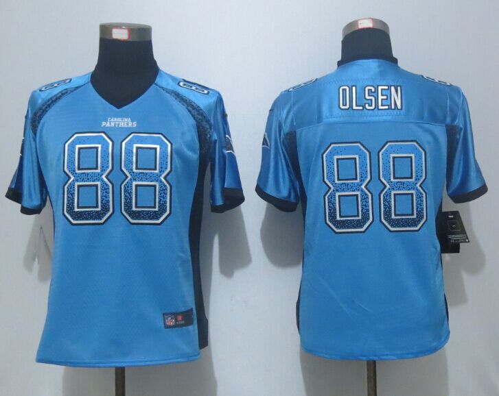 Nike Panthers 88 Greg Olsen Blue Drift Fashion Women Jersey