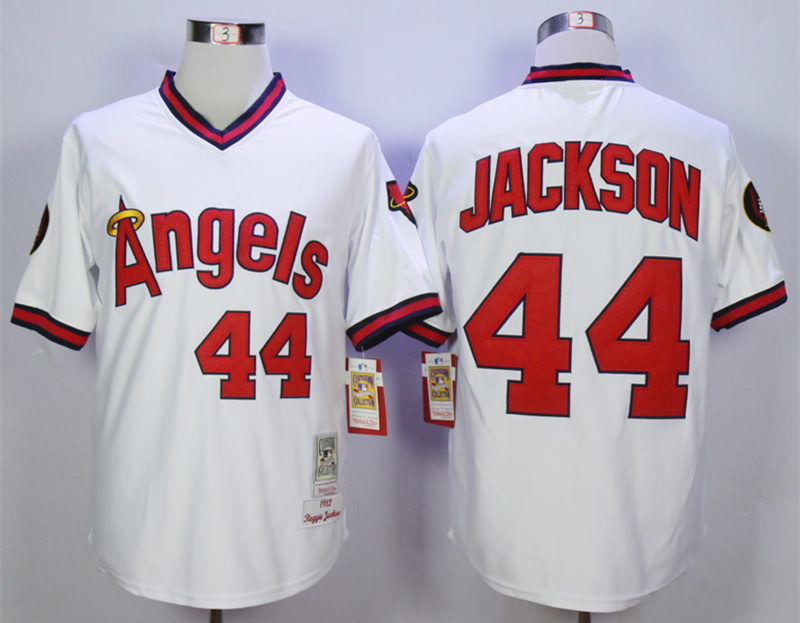 Angels 44 Reggie Jackson White 1982 Throwback Jersey