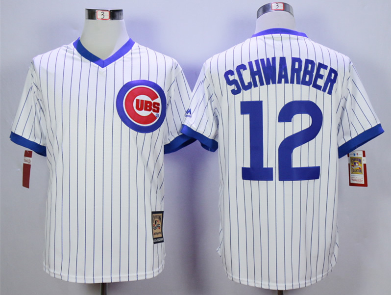 Cubs 12 Kyle Schwarber White Throwback Jersey