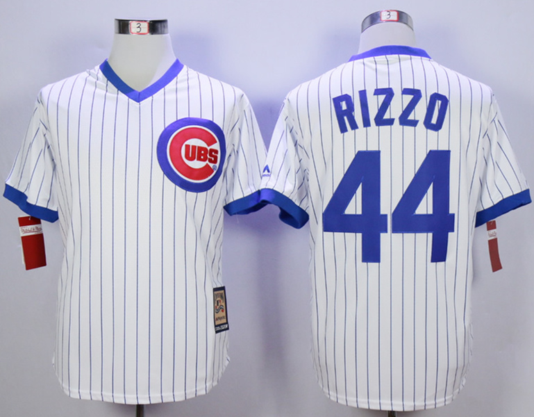 Cubs 44 Anthony Rizzo White Throwback Jersey