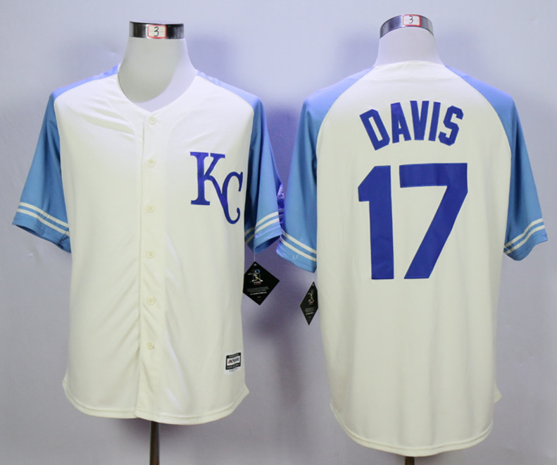 Royals 17 Wade Davis Cream New Cool Base Jersey