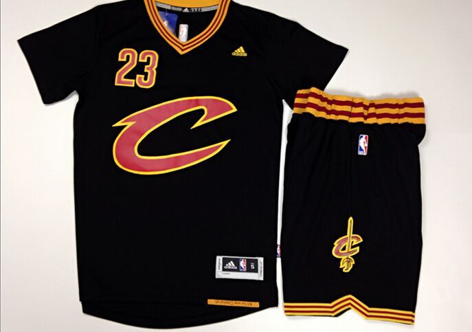 Cavaliers 23 LeBron James Black Short Sleeve Jersey(With Shorts)