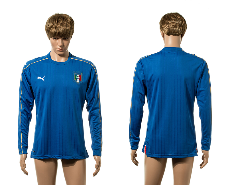 Italy Home UEFA Euro 2016 Long Sleeve Thailand Jersey