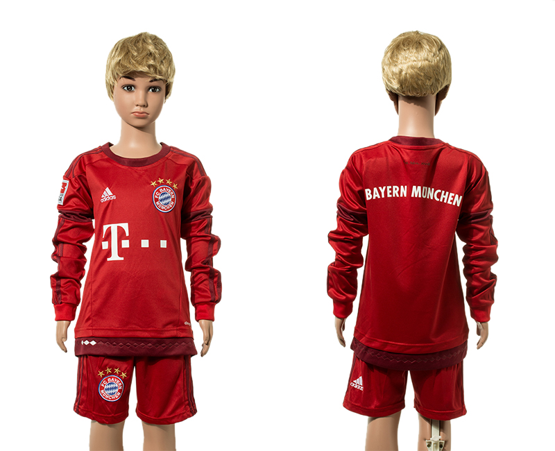 2015-16 Bayern Munchen Home Long Sleeve Youth Jersey