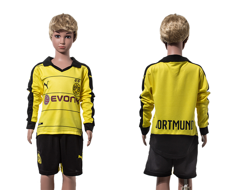 2015-16 Dortmund Home Long Sleeve Youth Jersey