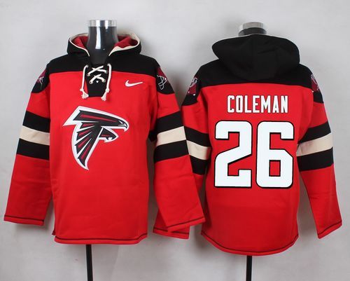 Nike Falcons 26 Tevin Coleman Red Hooded Jersey