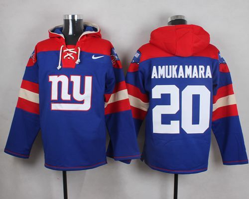 Nike Giants 20 Prince Amukamara Blue Hooded Jersey - Click Image to Close