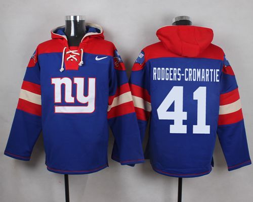 Nike Giants 41 Dominique Rodgers Cromartie Blue Hooded Jersey