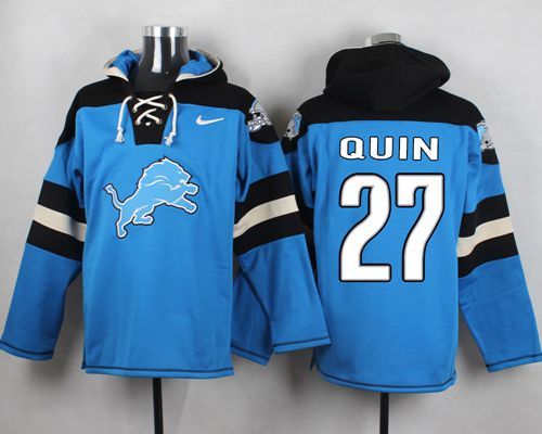 Nike Lions 27 Glover Quin Light Blue Hooded Jersey