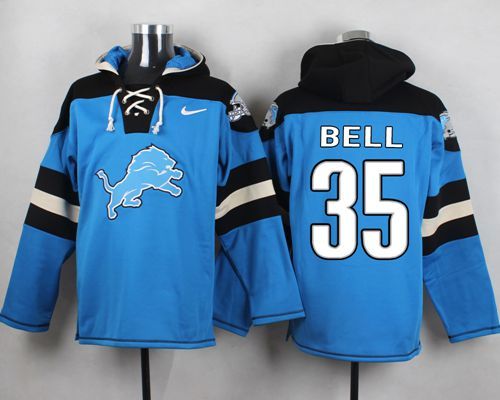 Nike Lions 35 Joique Bell Light Blue Hooded Jersey