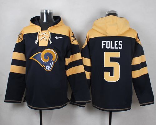 Nike Rams 5 Nick Foles Navy Blue Hooded Jersey