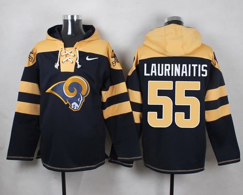 Nike Rams 55 James Laurinaitis Navy Blue Hooded Jersey