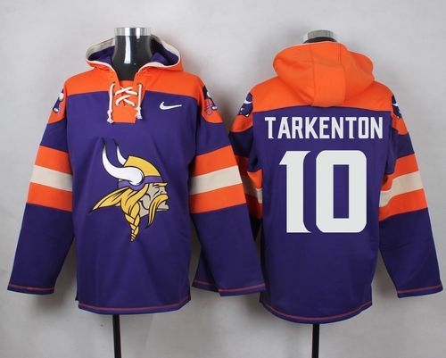 Nike Vikings 10 Fran Tarkenton Purple Hooded Jersey