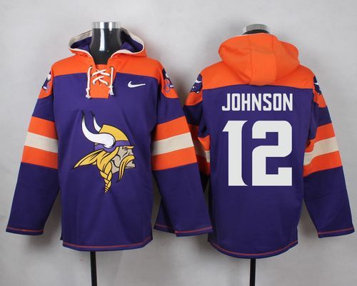 Nike Vikings 12 Charles Johnson Purple Hooded Jersey