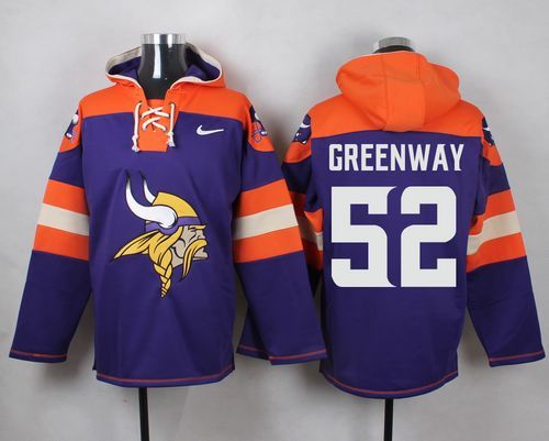 Nike Vikings 52 Chad Greenway Purple Hooded Jersey