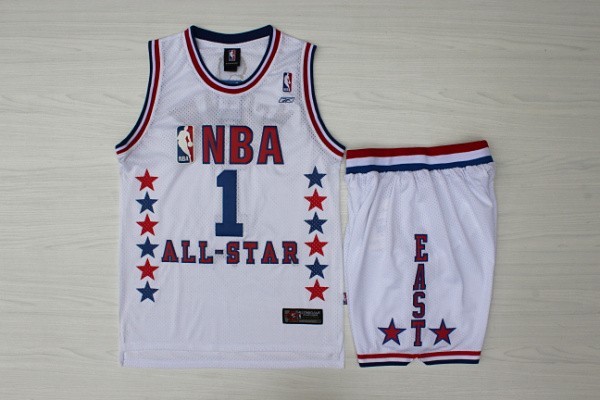 2003 All Star 1 McGrady White Throwback Jerseys(With Shorts)