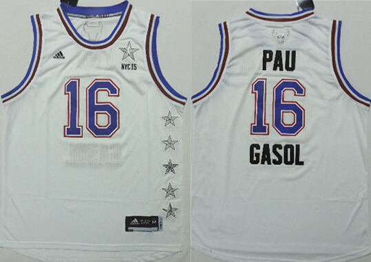2015 NBA All Star NYC Eastern Conference 16 Pau Gasol White Jerseys