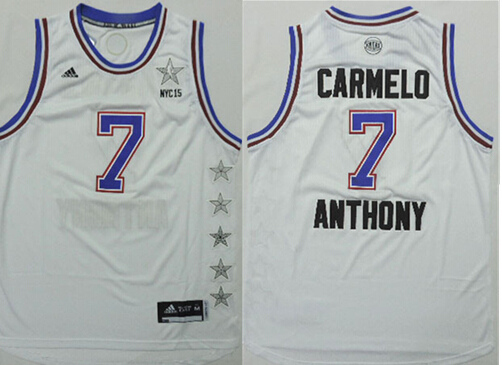 2015 NBA All Star NYC Eastern Conference 7 Carmelo Anthony White Jerseys