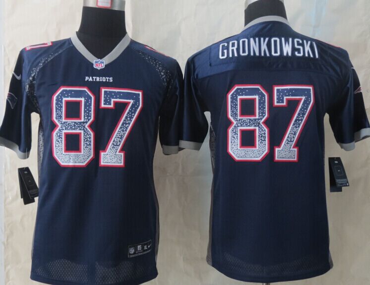 Nike Patriots 87 Gronkowski Blue Drift Fashion Youth Jerseys