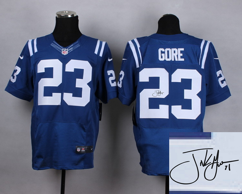 Nike Colts 23 Frank Gore Blue Elite Signature Edition Jerseys