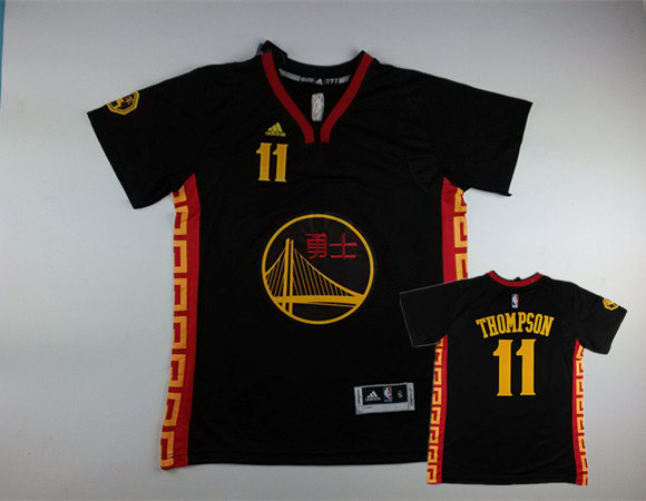 Warriors 11 Thompson Black Chinese New Year Short Sleeve Jerseys