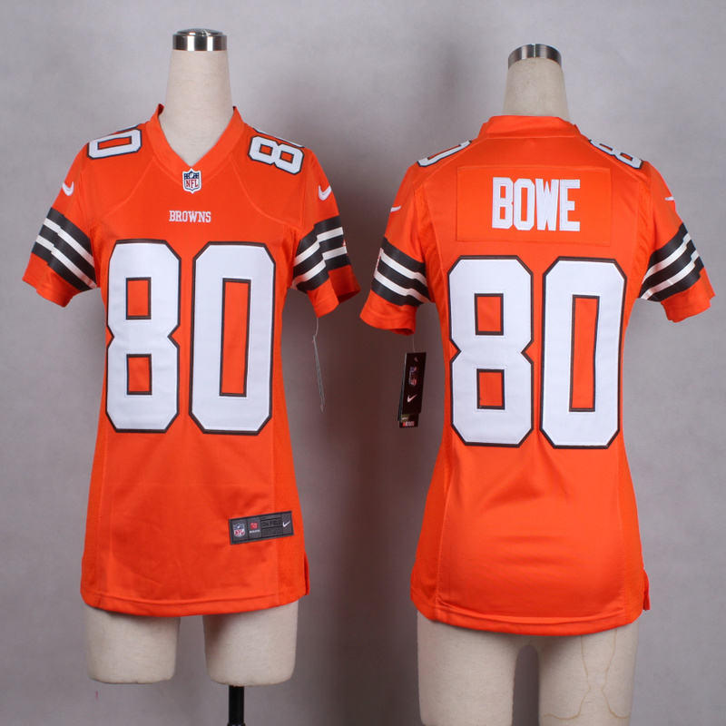 Nike Browns 80 Dwayne Bowe Orange Women Game Jerseys