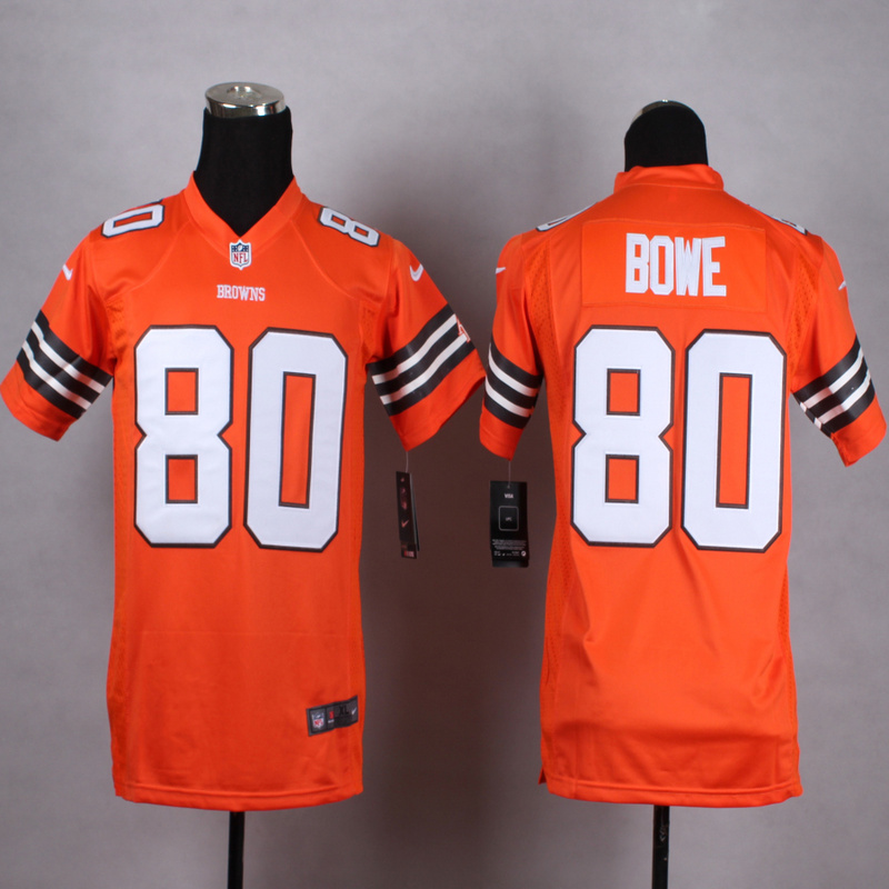 Nike Browns 80 Dwayne Bowe Orange Youth Game Jerseys