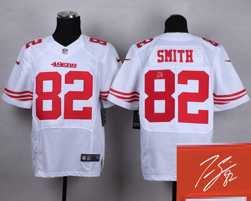 Nike 49ers 82 Torrey Smith White Elite Signature Edition Jerseys