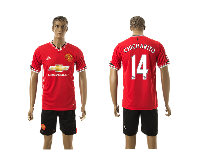 2015-16 Manchester United 14 Chicharito Home Jerseys