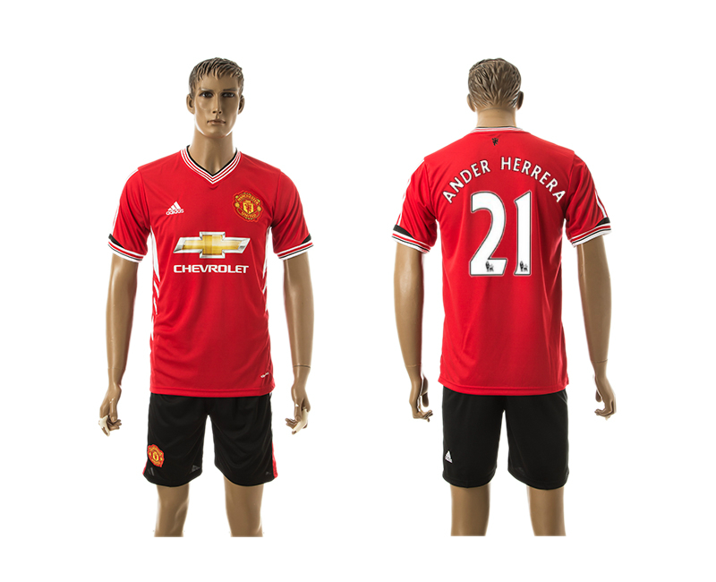 2015-16 Manchester United 21 Ander Herrera Home Jerseys