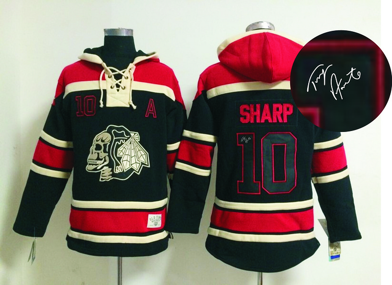 Blackhawks 10 Sharps Black Skull Signature Edition Hooded Jerseys