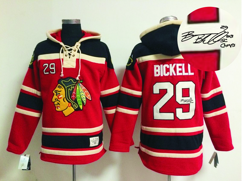 Blackhawks 29 Bickell Red Signature Edition Hooded Jerseys