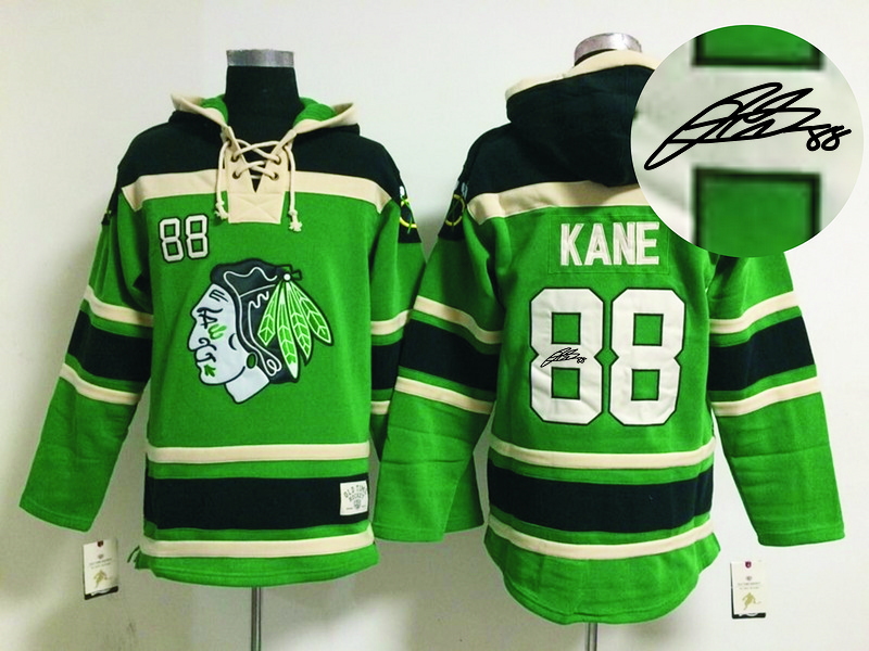 Blackhawks 88 Kane Green Signature Edition Hooded Jerseys