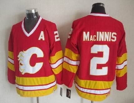 Flames 2 MacInnis Red CCM Jerseys - Click Image to Close